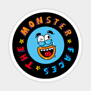 Funny Blue Monster Face With Smiling Eyes Magnet